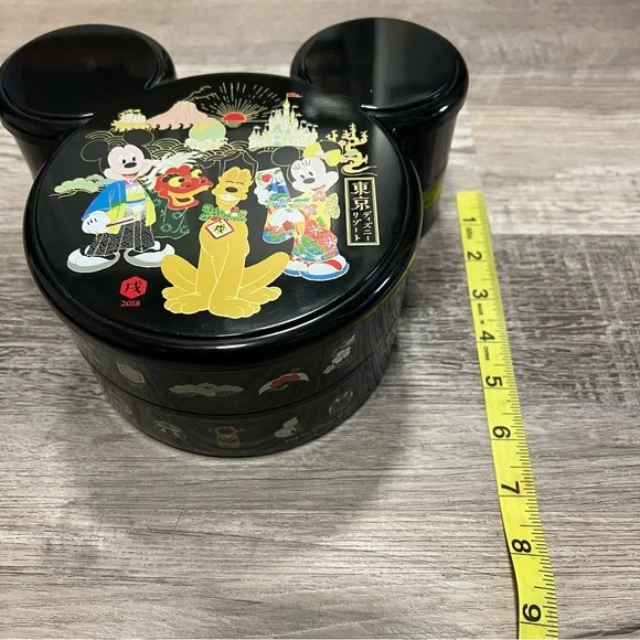Tokyo Disney Mickey Mouse Black Two Tiered Candy Tin With Some Candy - Picture 7 of 12